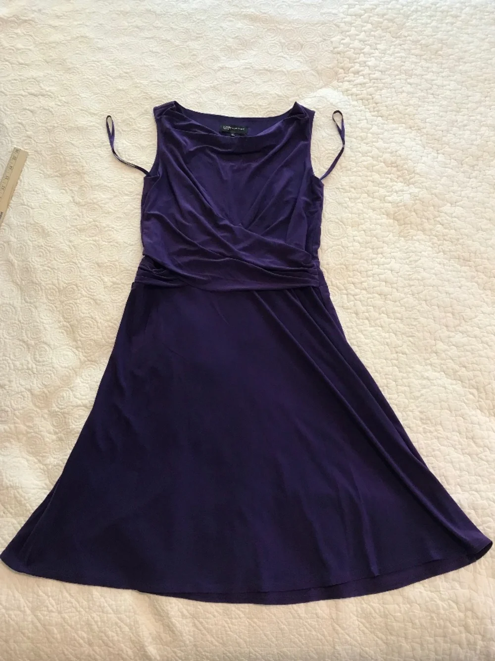 Jones NY sleeveless cowl neck purple midi length slip on dress (6) - Picture 4 of 15